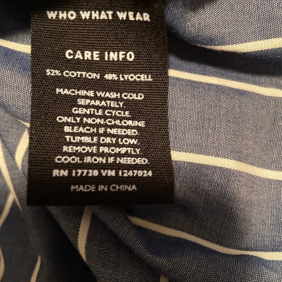 Who What Wear Pinstripe Wrap Around Blouse - Picture 7 of 8